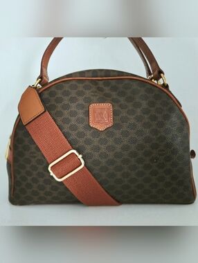 Authentic CELINE Macadam Vintage Structured Dome Shoulder Handbag Crossbody